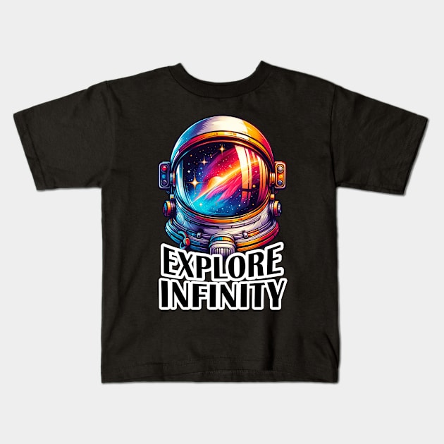 Explore infinity human spaceflight day Kids T-Shirt by TaansCreation 